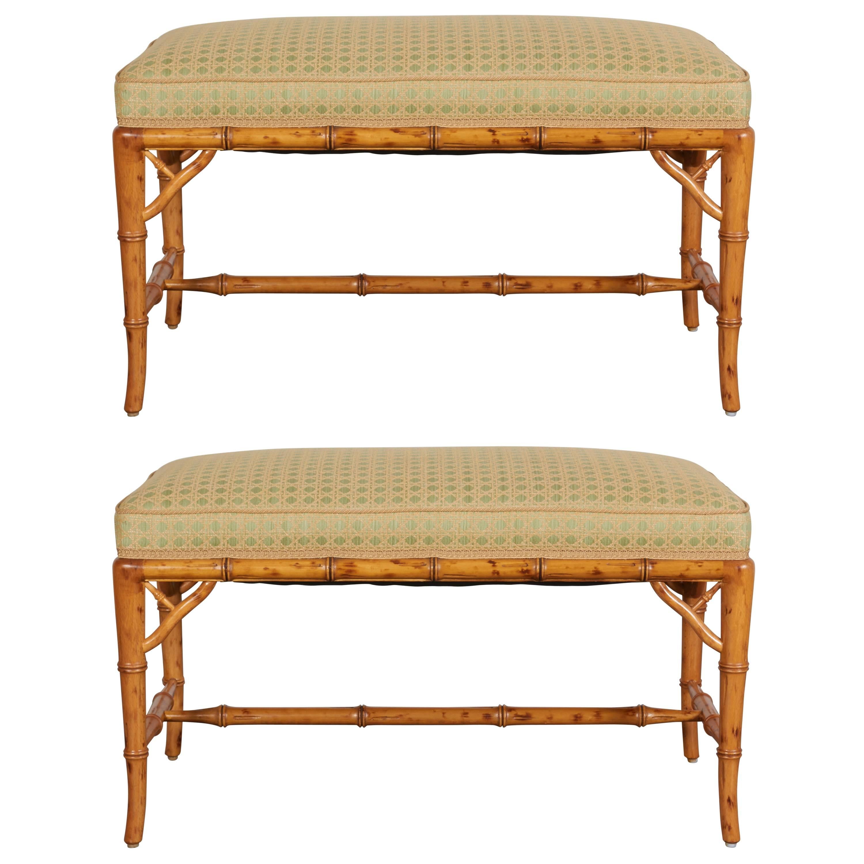 Pair of Faux Bamboo Benches