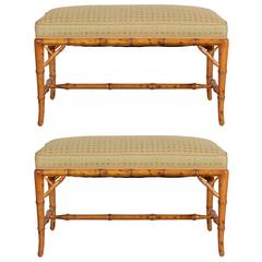 Pair of Faux Bamboo Benches