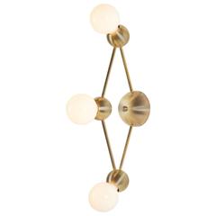 Lina 03-Light Diamond Sconce, Modern Minimal Geometric Wall Mount, Brushed Brass 9