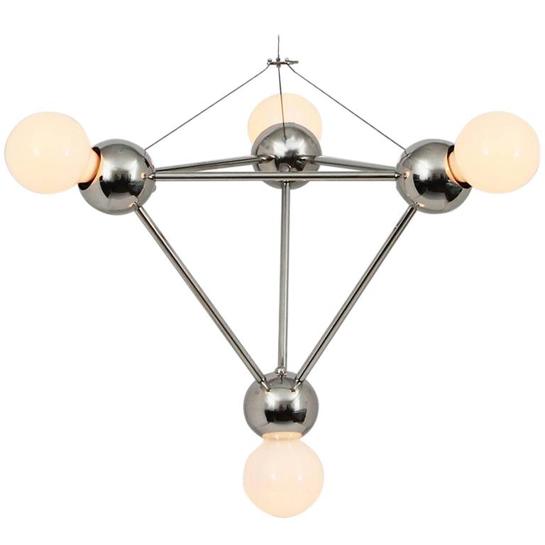 Lina Four Light Pyramid Sm Modern Minimal Geometric Chandelier Lina Four Light Pyramid Sm Modern Minimal Geometric Chandelier Polished Nickel For