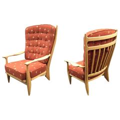 Guillerme et Chambron, Pair of Oak Edouard Armchairs, Edition Votre Maison, 1975 11