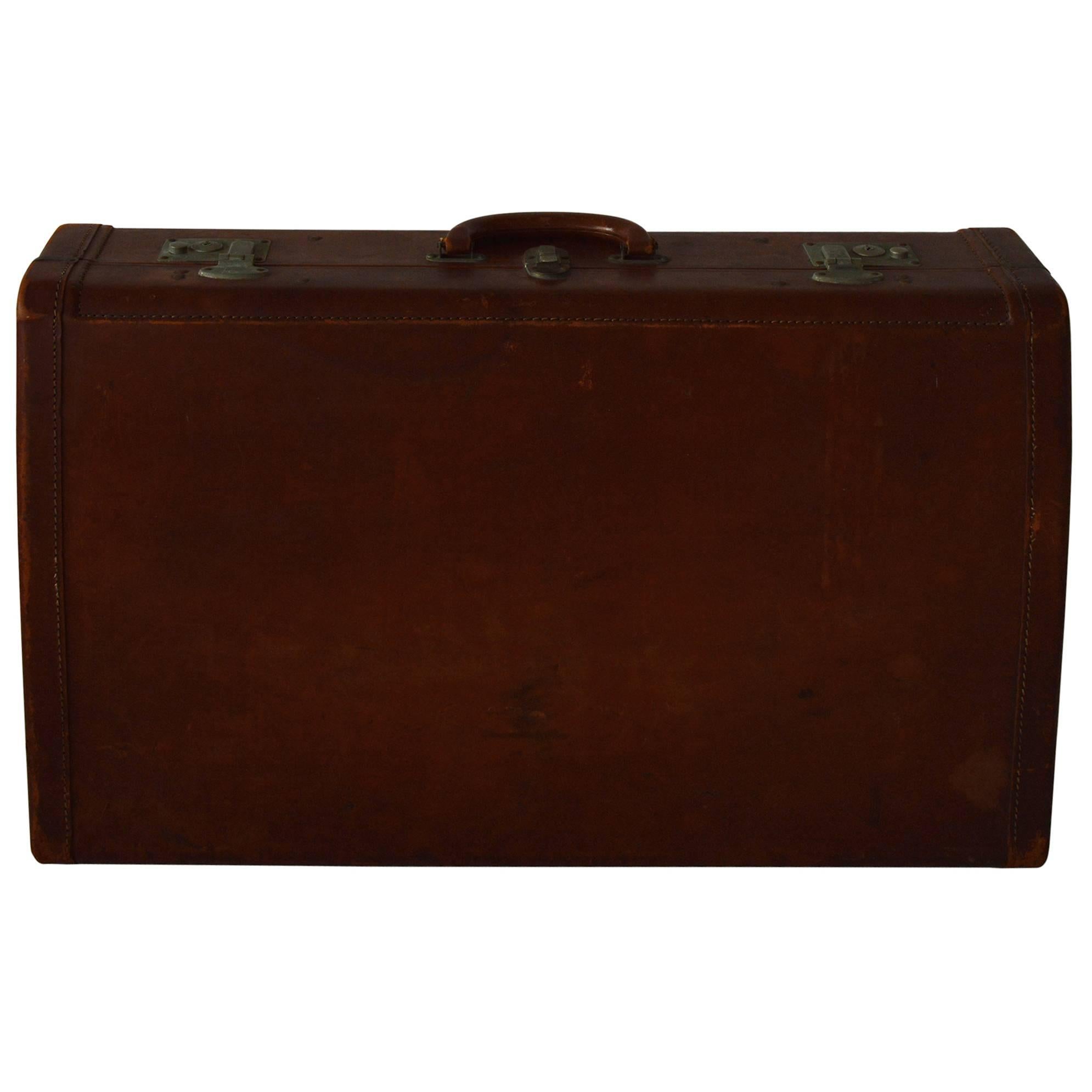 Vintage Cowhide Suitcase By The "Victor" Luggage Company, England at