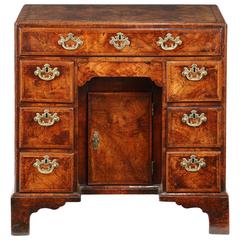 George II Burr Walnut Caddy Top Kneehole Desk