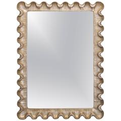 Italian Silver Gilt Scalloped Frame Mirror, 1950s