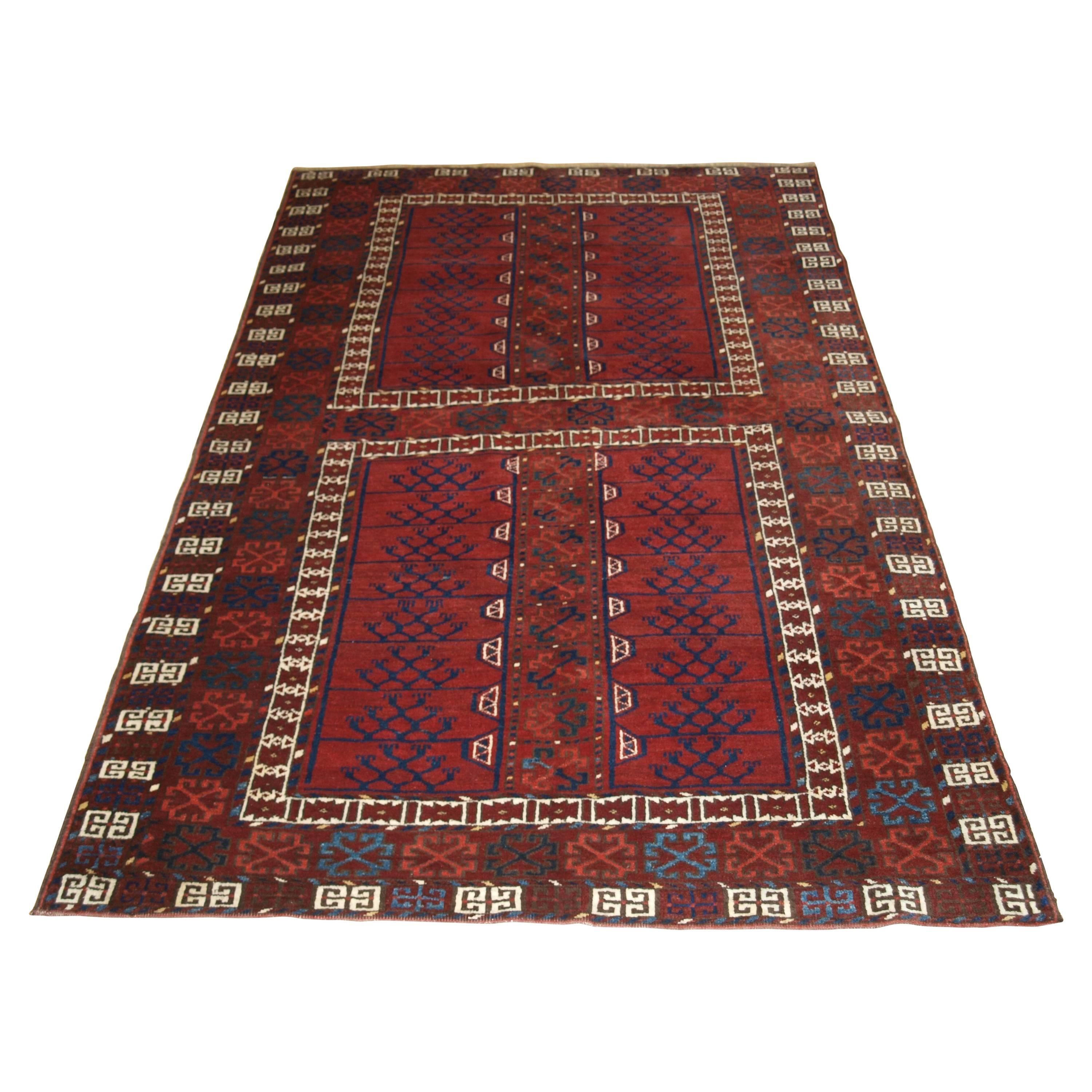 Old Afghan Village Rug of Ersari Turkmen Ensi Design, Superb Color