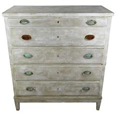 19th Century Provincial Grey Painted Swedish Chest of Drawers
