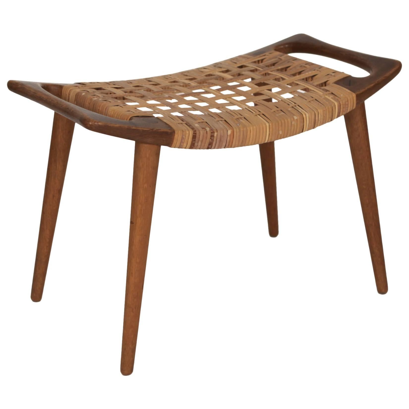 Hans J. Wegner, JH 539 Oak and Woven Cane Stool at 1stDibs hans