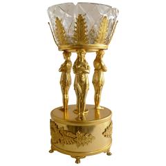 French Empire Gilt Centrepiece with Crystal Bowl