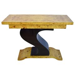 Antique Style Art Deco Walnut and Ebonised Console Hall Table