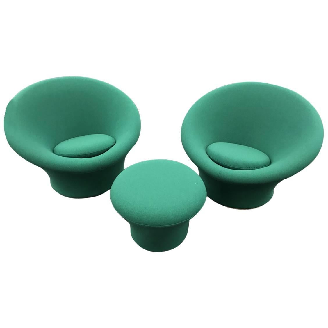 Beautiful Pair of Green Pierre Paulin Mushroom Chair for Artifort, 1960 For Sale