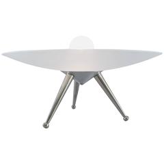 Memphis Style Shallow Dish Lamp With Machined Aluminum Legs