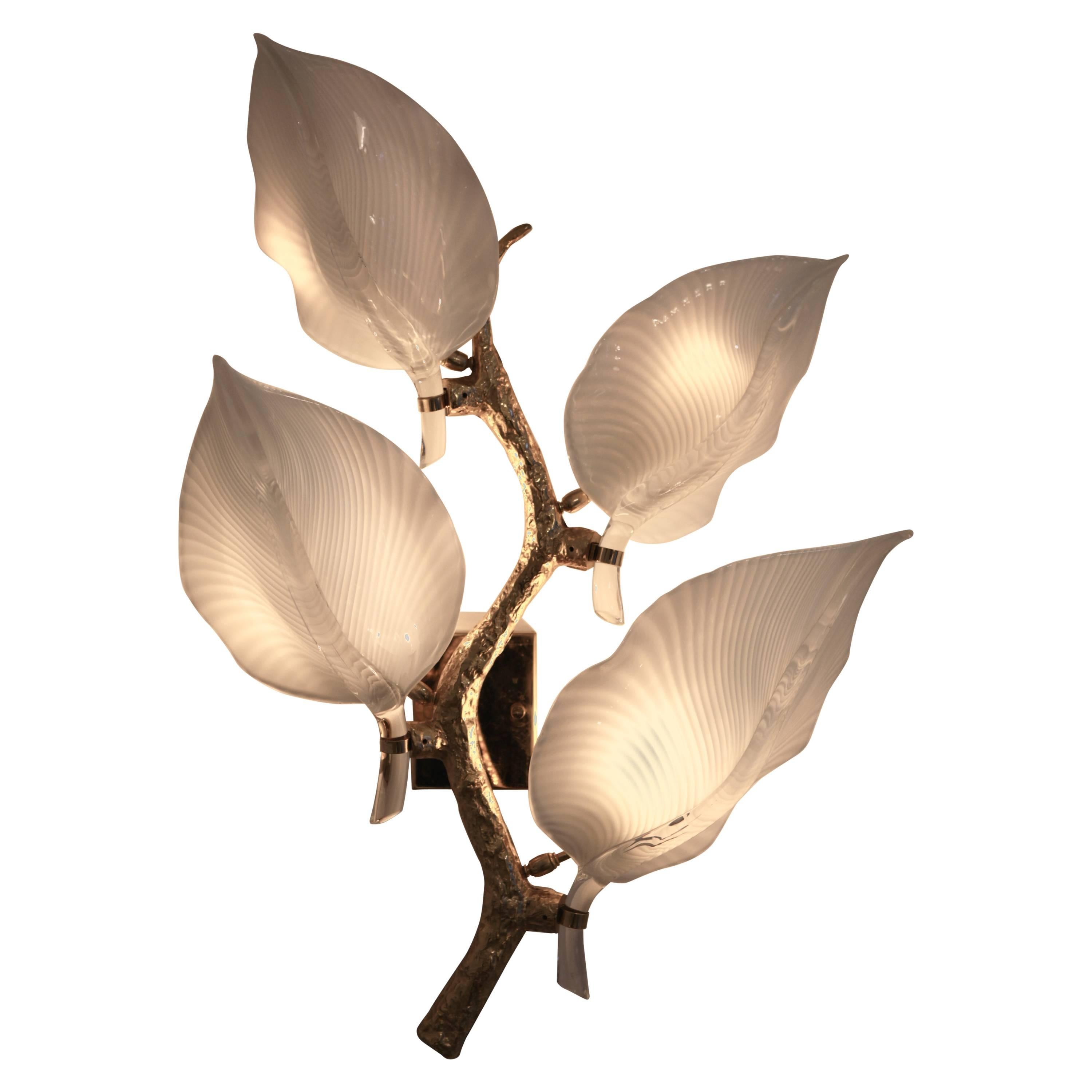 Barovier & Toso, Large Sconces in Brass and Murano Glass