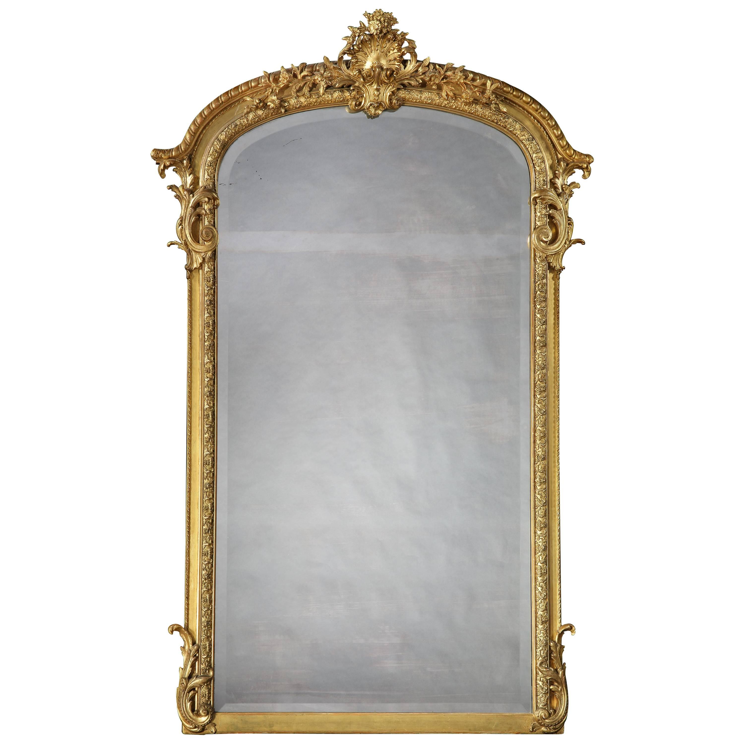 English 19th Century Carved Giltwood Pier Mirror
