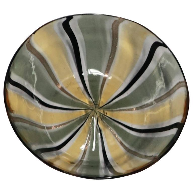 Black and Gold Italian Murano Art Glass Bowl For Sale at 1stdibs