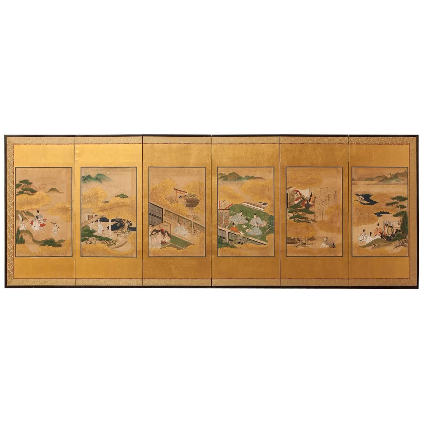 Japanese Edo Period Six-Panel Byobu Screen