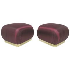 Pair of 'Souffle' Ottoman Poufs in the Style of Karl Springer