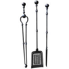 Outils de cheminée anglais du XIXe siècle, tabourets de cheminée