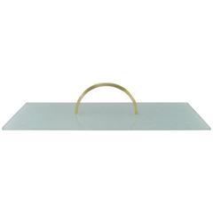 Rice Paper Glass Tray with Curved Brass Handle