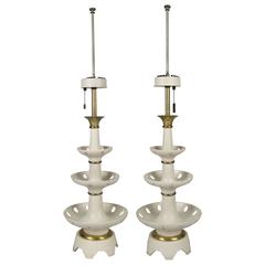 Pair of Vintage Ceramic Lamps by Gerald Thurston for Lightolier