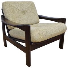 Mid-Century Vintage Danish Beech and Wool Easy Lounge Armchair, 1960s-1970s