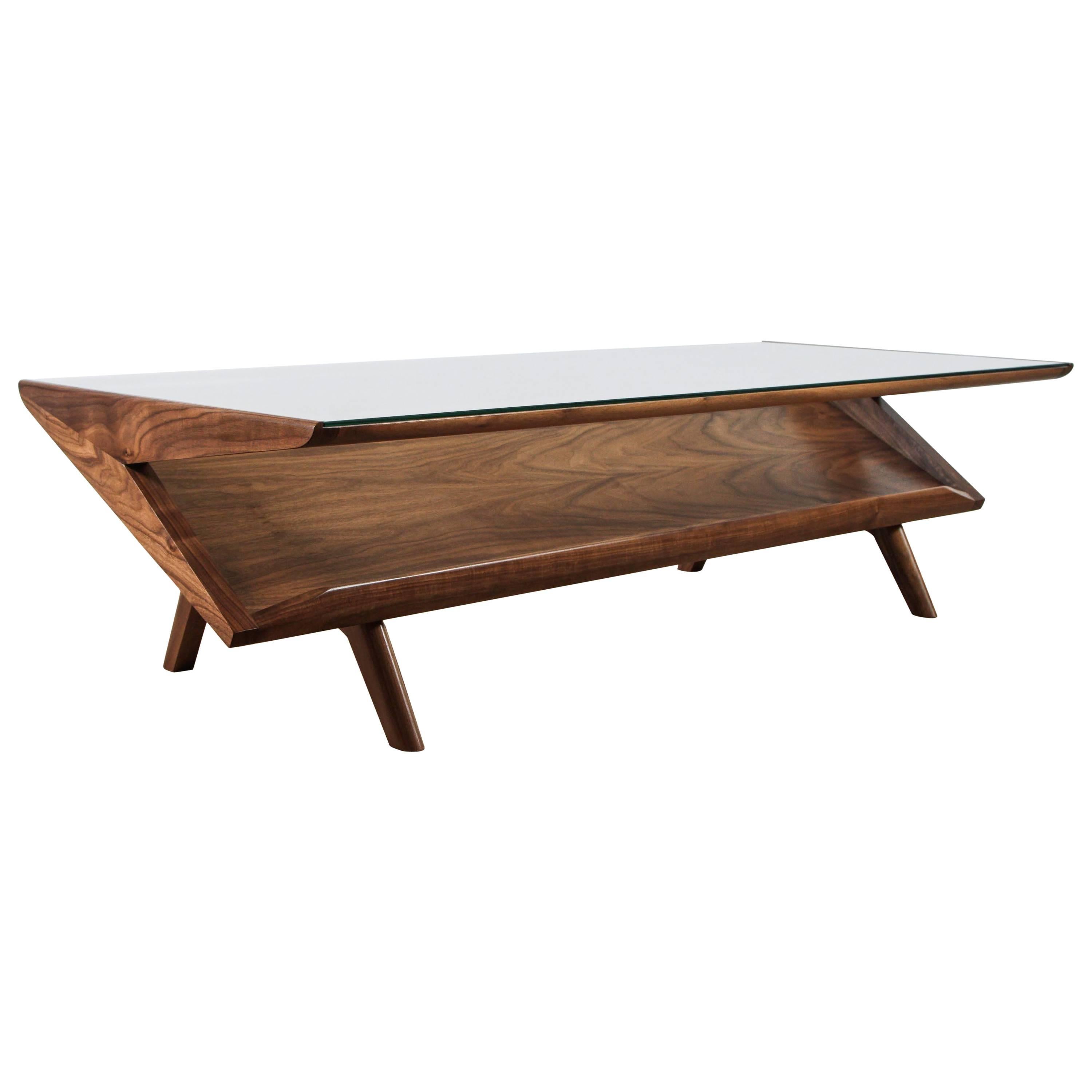 Mid-Century Style Walnut Magazine Coffee Table For Sale