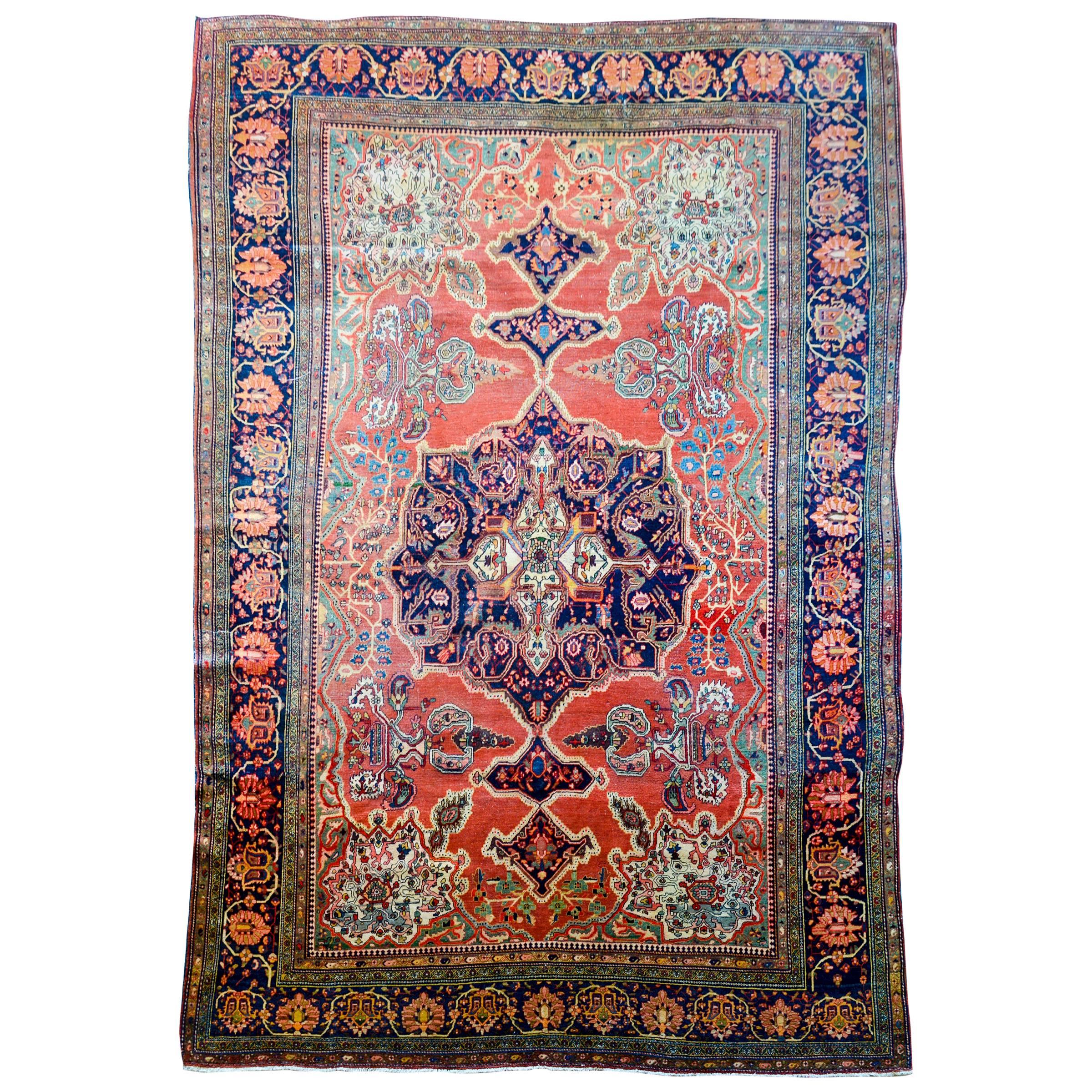 Incroyable tapis Farahan Sarouk du 19ème siècle