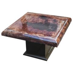 Aldo Tura Brown Square Cocktail Table in Brown Goatskin 10