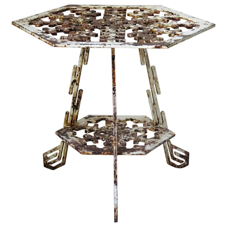 "Snowflake" Cast Iron Side Table, France, circa 1950s For Sale