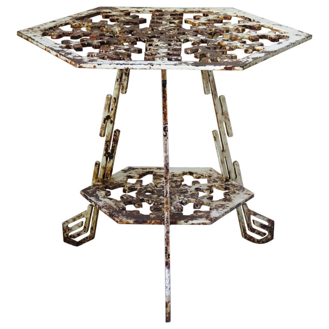 "Snowflake" Cast Iron Side Table, France, circa 1950s