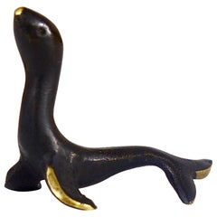 Walter Bosse Sea Lion Seal Brass Figurine, Hertha Baller, Austria, 1950s