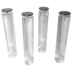 1970s, Lucite Legs Columns with Brass Caps for Coffee Table by Pace Collection 6