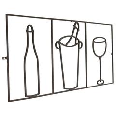 Minimalist Black Iron Bar Elements Wall-Mounted Sculpture, France, circa 1940s 10