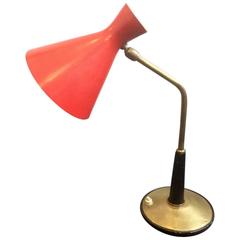 Italian Table Lamp with Brass Details, 1950s 9
