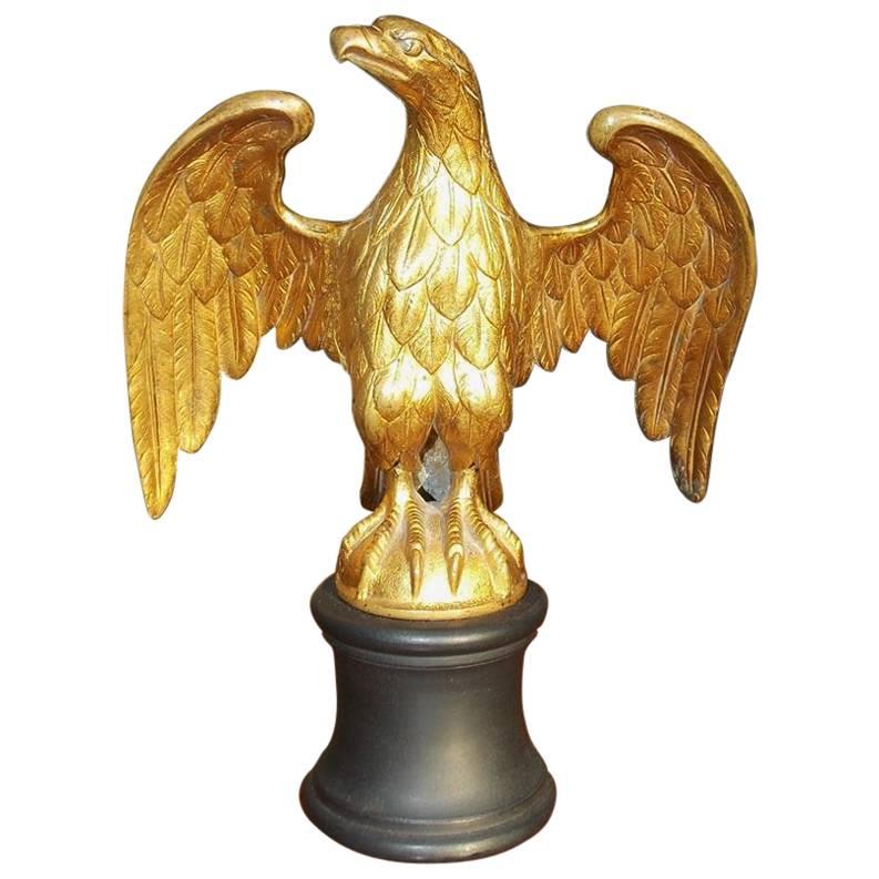 American Gilt Bronze Eagle Mounted on Circular Plinth, Circa 1820
