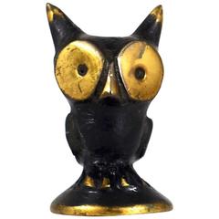Vintage Walter Bosse Brass Owl Figurine, Lucky Charm by Hertha Baller, Austria, 1950s
