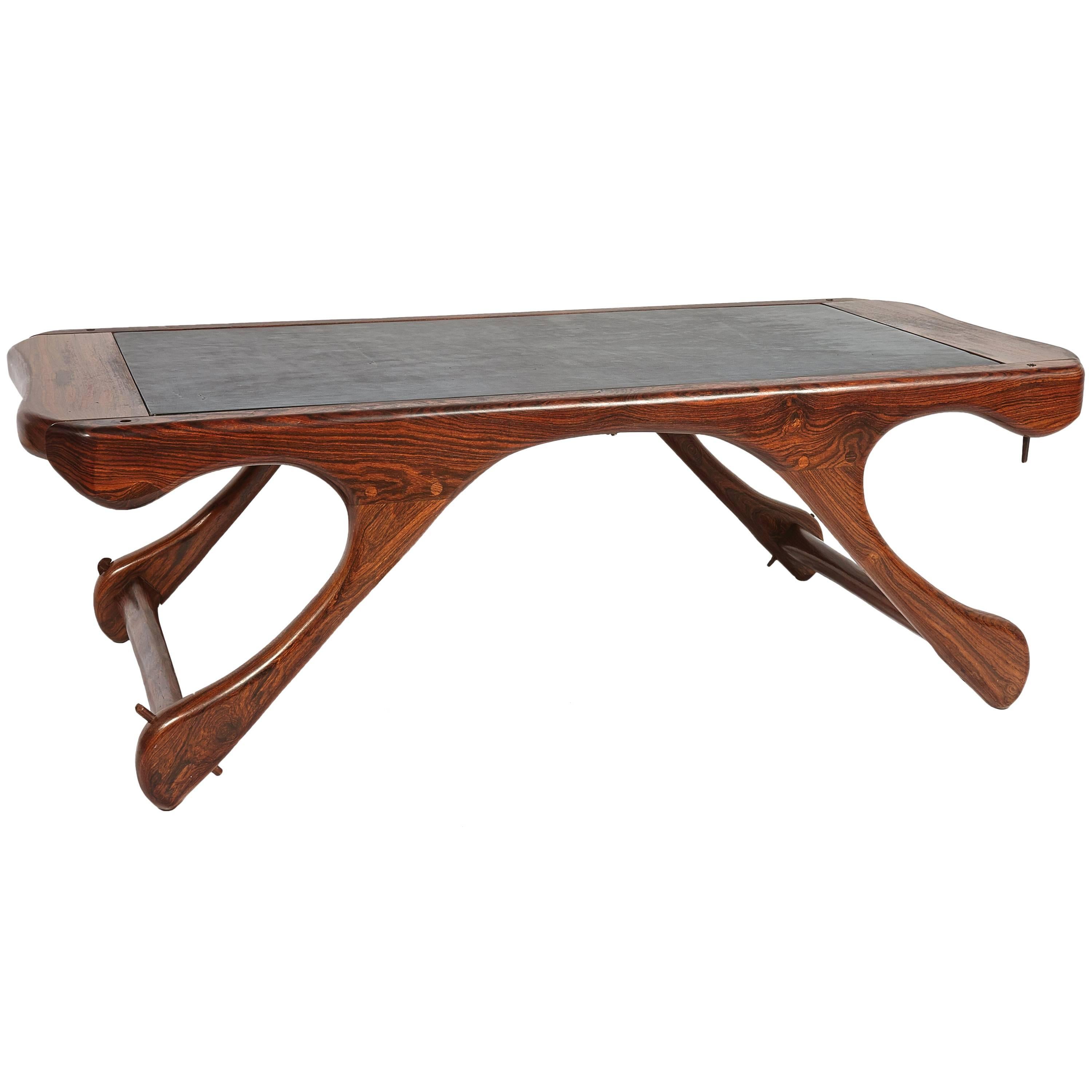 Don Shoemaker Mid-Century Modern Coffee Table with Leather Top