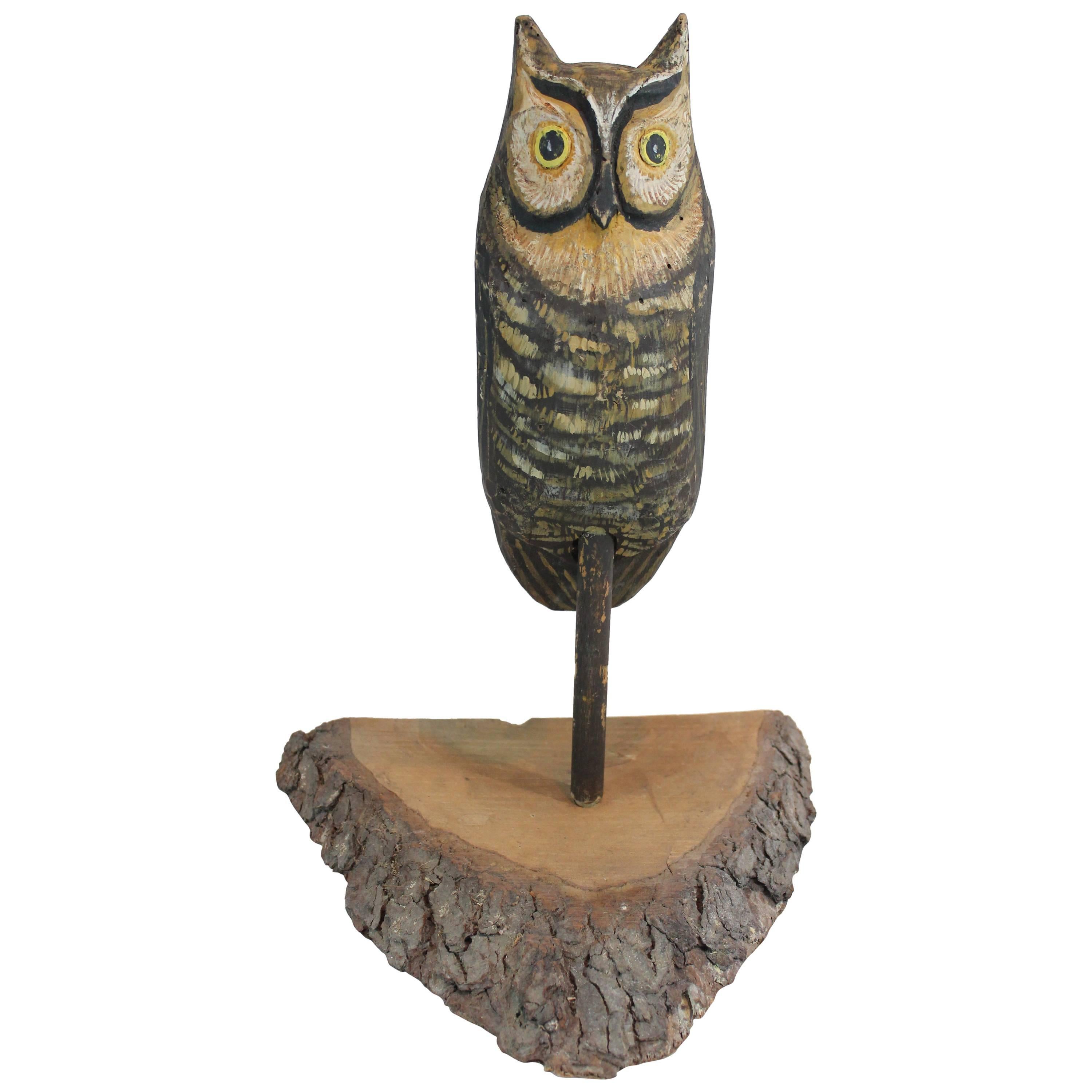 Folk Art Owl Decoy For Sale