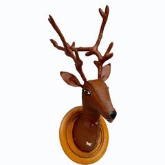 Vintage Handmade Naugahyde Reindeer Trophy Head