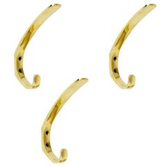 Set of Three Austrian Mid-Century Brass Wall Coat Hooks by Hertha Baller, 1950s 10