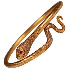 Snake Bracelet in Gold, Diamond and Ruby