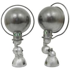 Two French Jean Louis Domecq Jielde Lyon Industrial Wall Lamp Sconces, 1950s 11