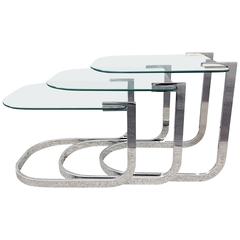 Chrome and Glass Nesting Tables by DIA 9