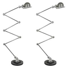 Two Jean Louis Domecq Jielde Industrial Zigzag Floor Lamps, France, 1950s 6