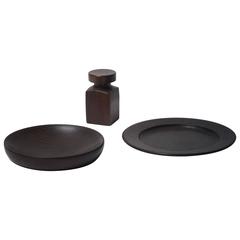 Danish Handcrafted Set of Wenge Plate, Bowl and Box, Denmark, 1960s