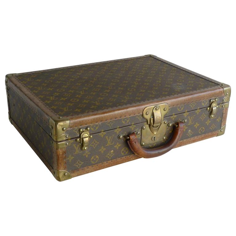 Vintage Louis Vuitton Suitcase, Leather and Brass For Sale at 1stdibs