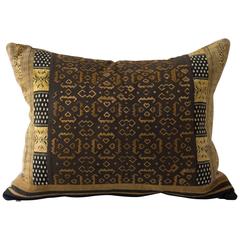 Vintage Bronze Silk Embroidery Panel Cushion 