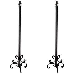 Pair Of French Art Deco Wrought Iron Floor Lamps Inspired By Gilbert Poillerat 10