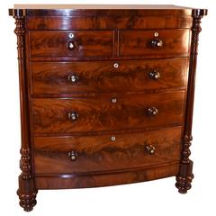 19th Century Mahogany Bowfront Chest with Turnings