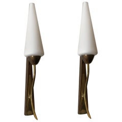 Pair of French 1950s Tulip Wall Lights