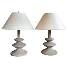 Pair of Plaster Giacometti Lamps by Jacques Grange for Yves Saint Laurent